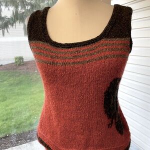 Women's HAND KNITTED  VINTAGE-STYLE Multicolor Knit Sweater Vest